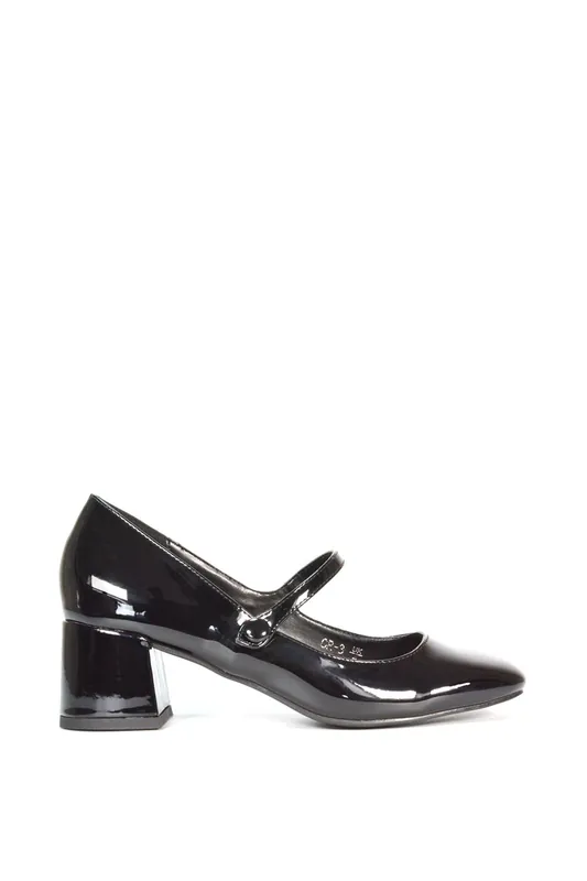 Leneka' Mary Jane Low Block Heel Court Shoes - XY London