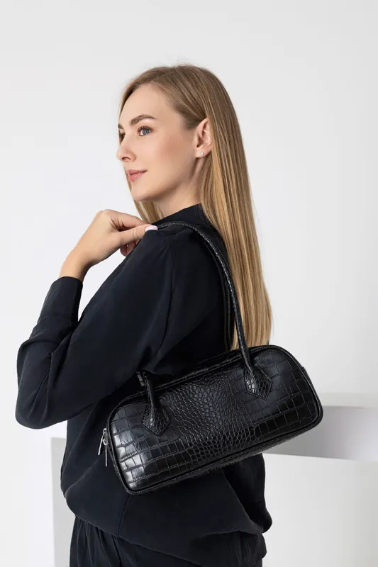 Croc Pu Leather Shoulder Bag - Belissh