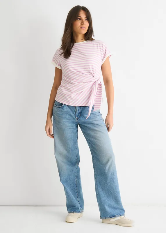 Lilac Stretch Stripe Top - Gini London