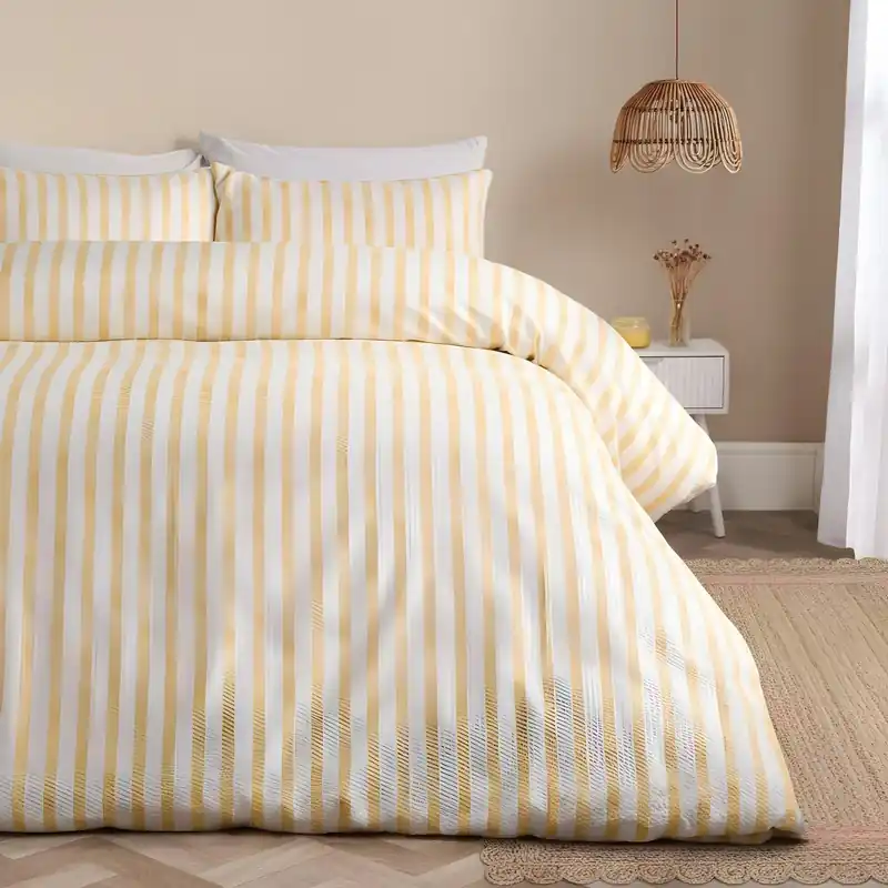 Watercolour Stripe Embossed Bedding Set Duvet Cover with Pillowcase - OHS