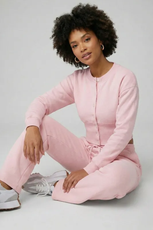 Button-Up Sweatshirt and Wide Leg Trouser - Two-Piece Tracksuit