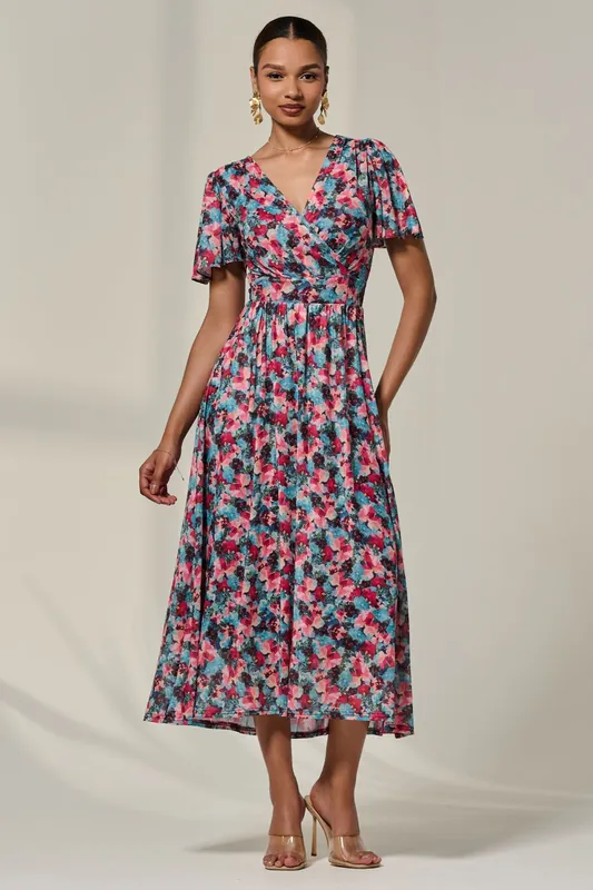 Wrap Front Mesh Maxi Dress - Jolie Moi