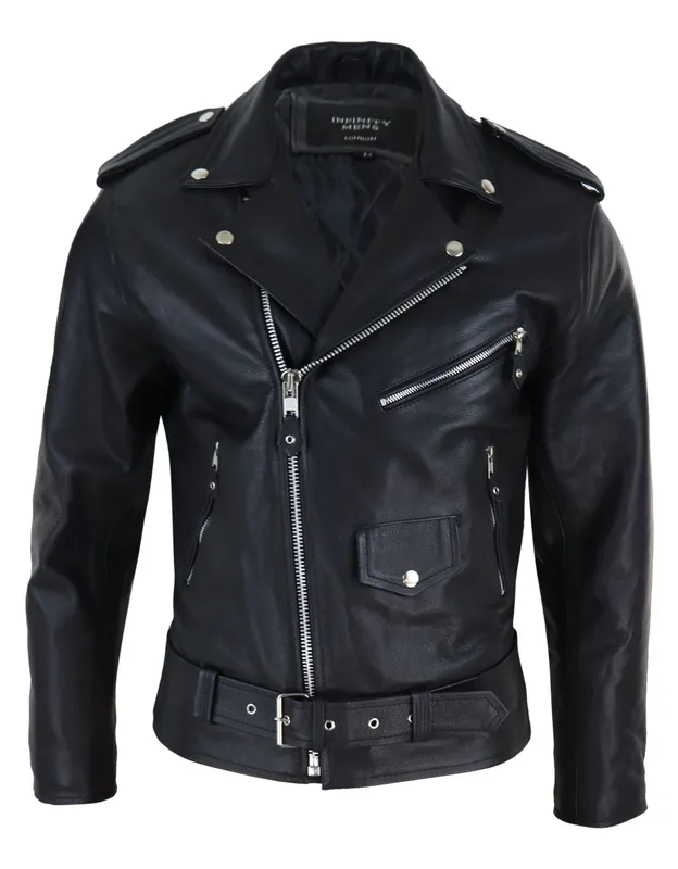 Cowhide Motorcycle Cross Zip Biker Jacket - TruClothing