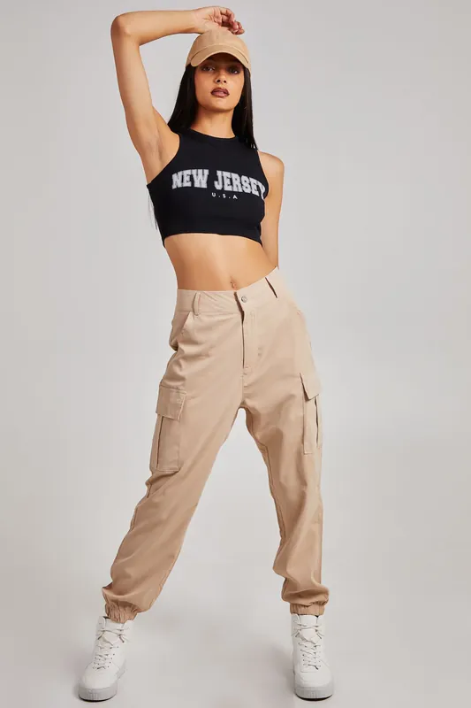 Printed Ribbed Crop Top - Pink Vanilla