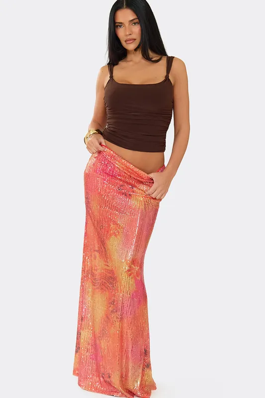 Sequin Low Rise Maxi Skirt - EGO