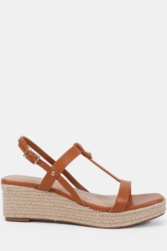 Wide Fit Bridie Low Wedge T Bar Espadrille Sandal - Novo
