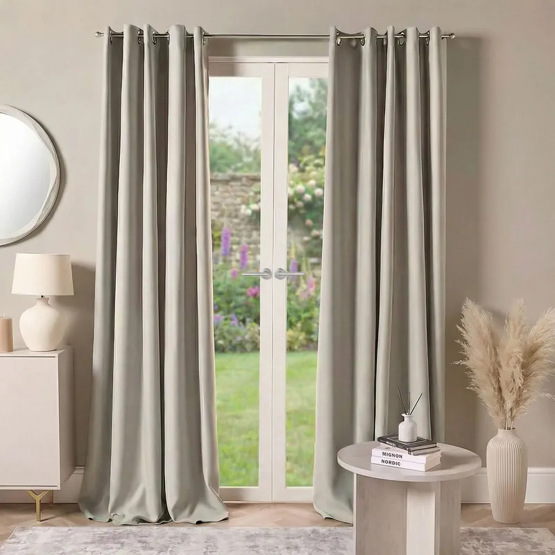 Pair of Thermal Ready Made Eyelet Blackout Curtains - OHS