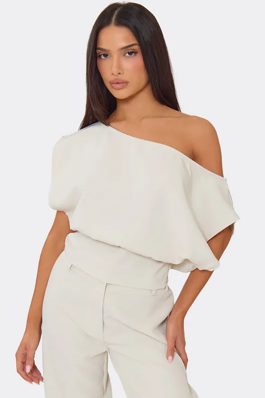 Slouchy Short Sleeve Off The Shoulder Top - EGO