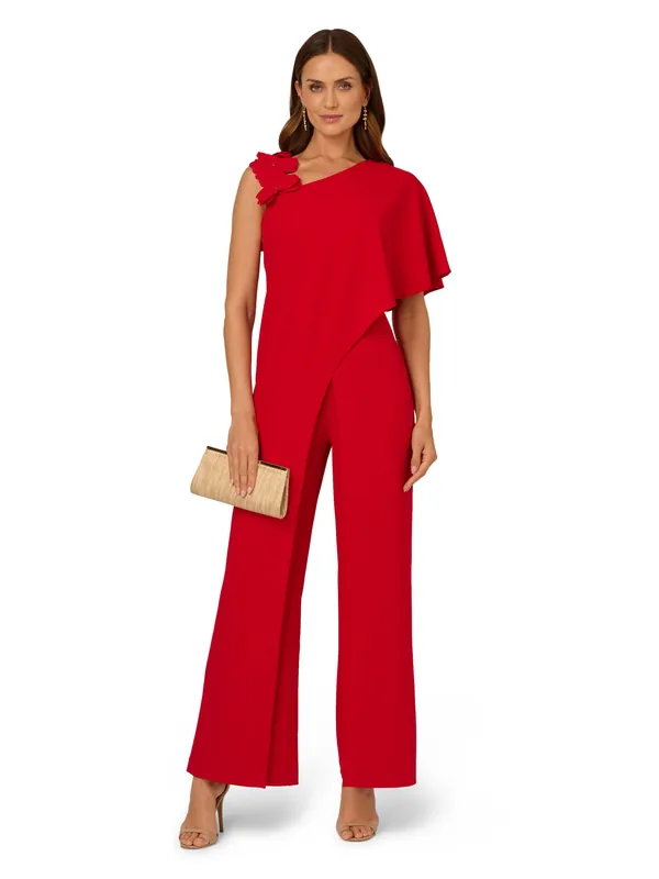 Asymmetrical Crepe Jumpsuit - Adrianna Papell