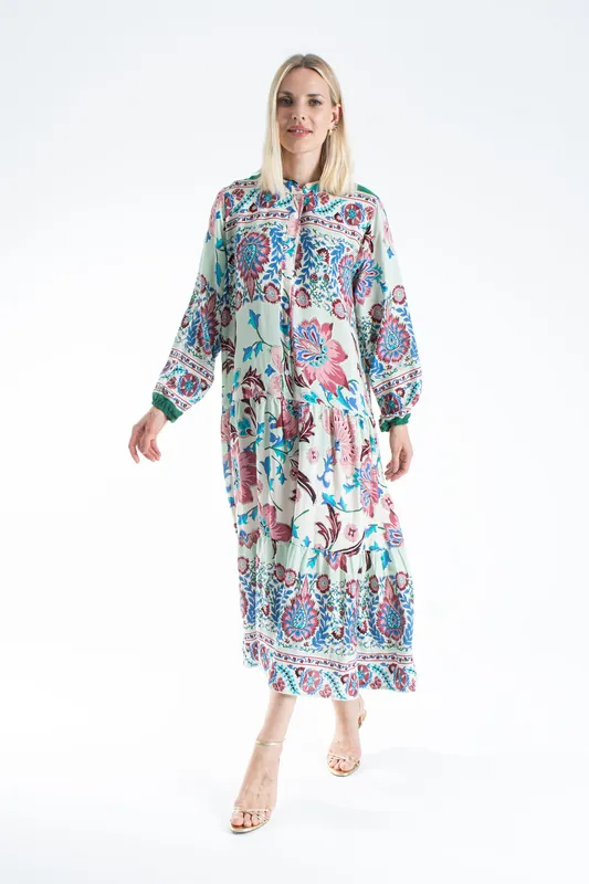 Womens Viscose Bohemian Floral Maxi Dress - Belissh