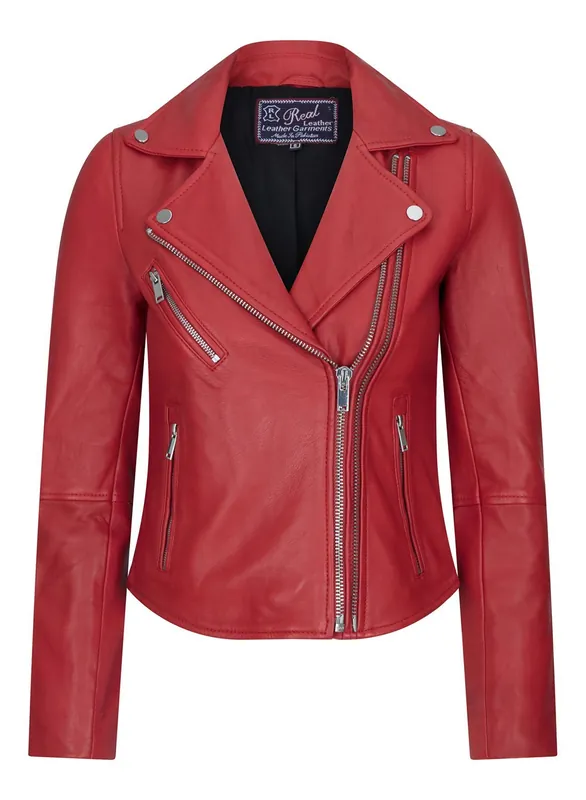 Cross Zip Biker Leather Jacket - TruClothing