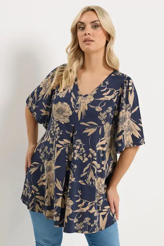 Floral Pleated Front Top - Yours