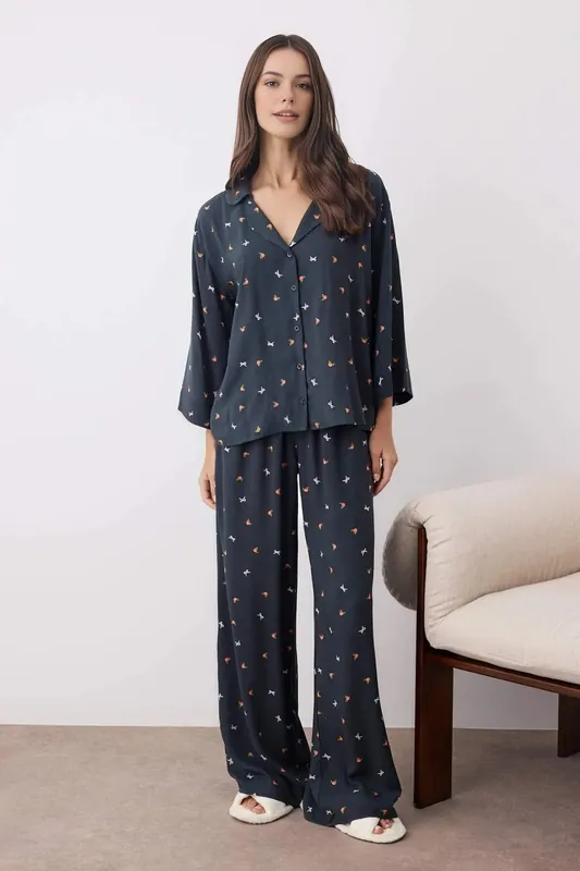 2-Piece Printed Woven Pajama Set