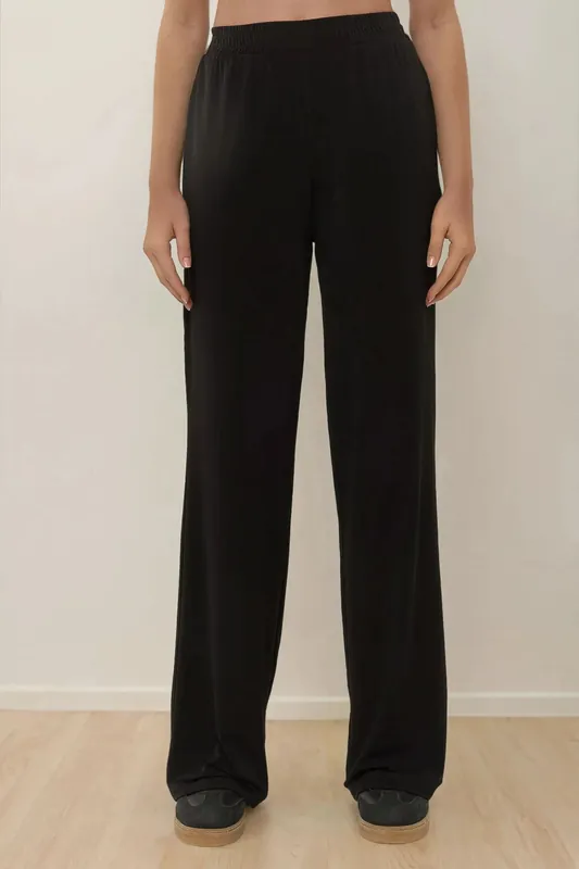 Wide Leg Flexible Elastic Waist Trousers - Hiccup