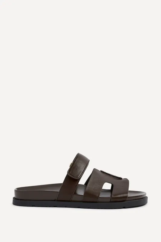 Emmy Brown Faux Leather Sandals - Linzi