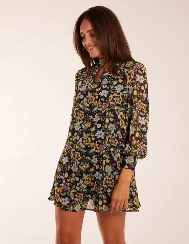 High Neck Swing Dress - Blue Vanilla