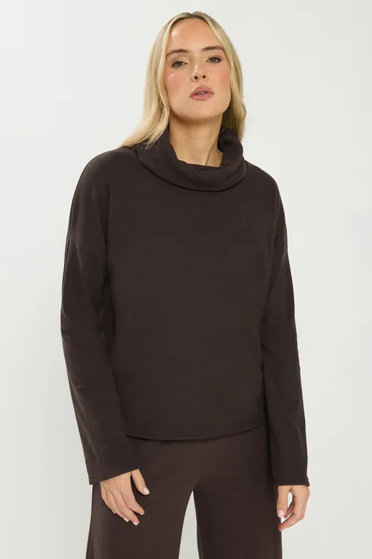 Tall Roll Neck Brushed Ribbed Top - Long Tall Sally