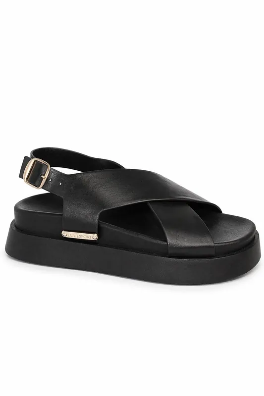 Cross Strap Buckle Platform Sandals - Elle Sport