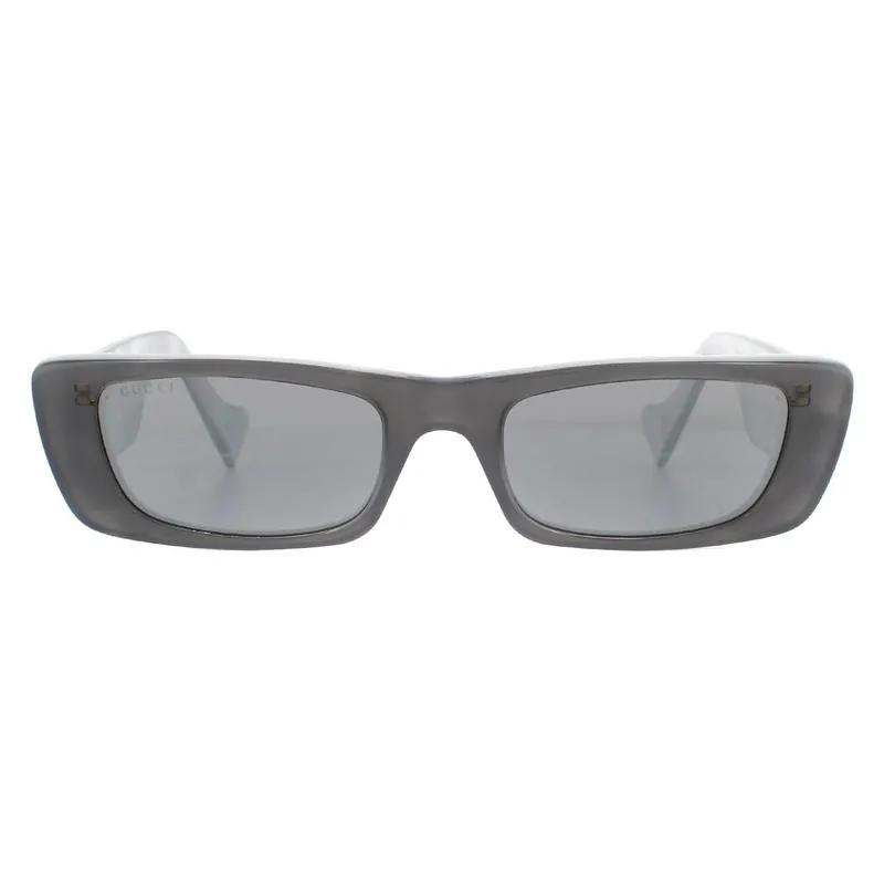 Rectangle Grey Silver Sunglasses - Gucci