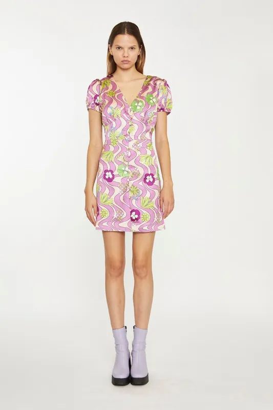 V-Neck-Button-Up Mini-dress