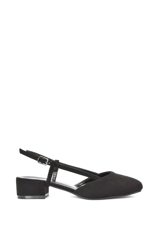 Kira' Slingback Court Shoes With Low Block Heel - XY London