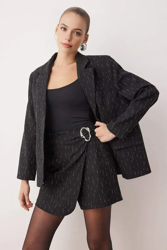 Embellished Woven Party Jacket and Mini Skirt Co-Ord Set