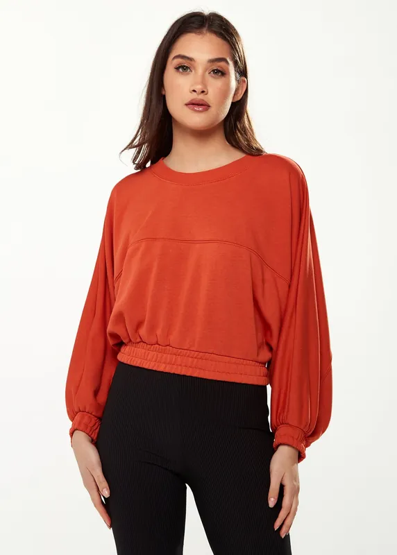 Cropped Sweatshirt in Dark Orange - Liquorish