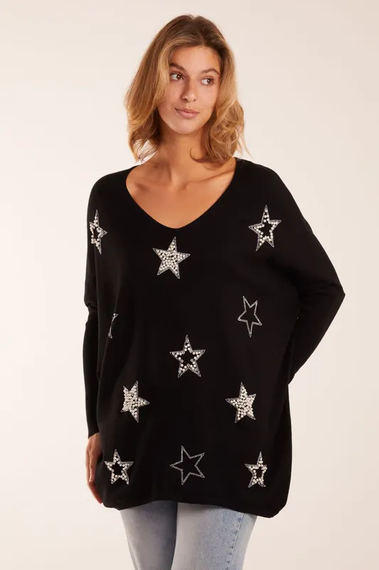 Diamante Pearl Star Jumper - Blue Vanilla