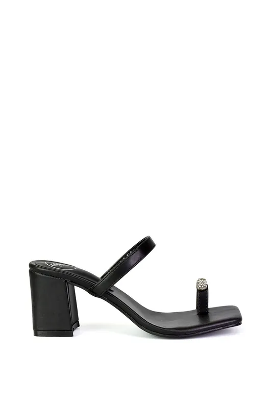 Daiquiri' Double Strap Square Toe Ring Block Heel Sandals - XY London