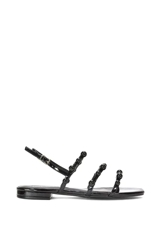 Pamela' Beaded Strappy Flat Sandals With Slingbacks - XY London