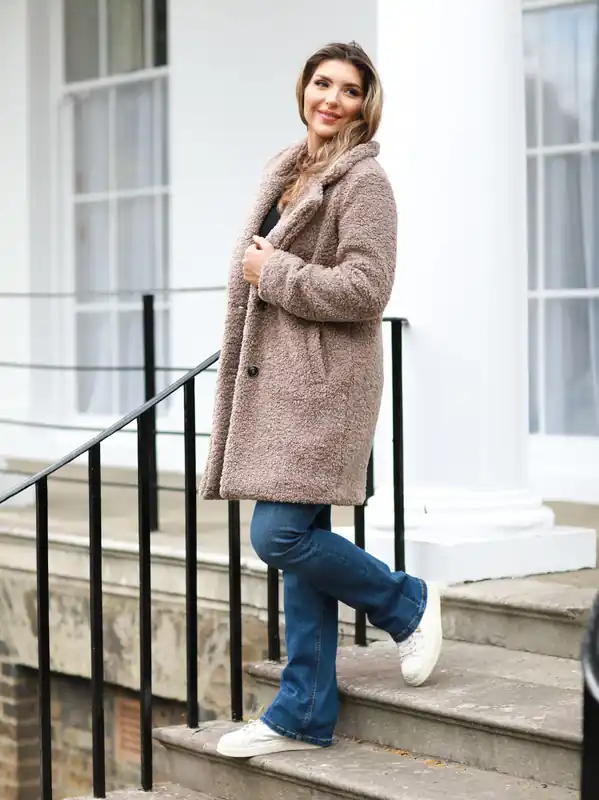 Taupe Teddy Fur Coat - DOUBLE SECOND