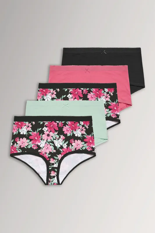 5 Pack Floral Print Full Briefs - Yours