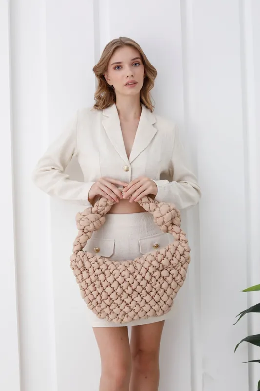 Puffy Quilted Lightweight Large Shoulder Bag - Belissh
