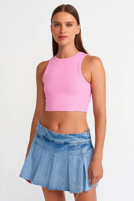 Women's Ribbed Sleeveless Crop Top - Dilvin