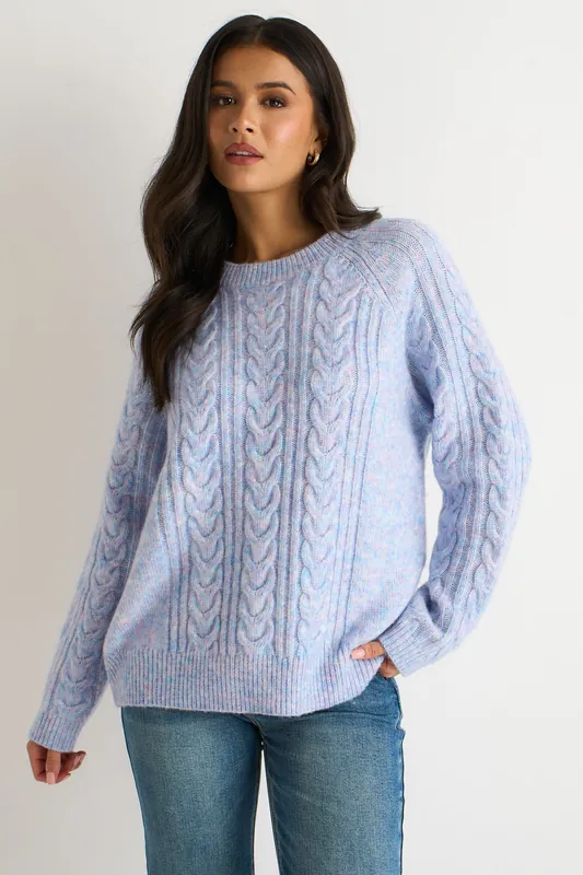 Blue Cable Flex Long Sleeves Jumper - Gini London