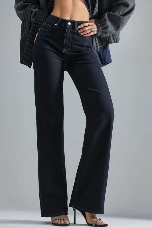 SQUALO High Waist Straight Leg Denim Jeans - Hiccup