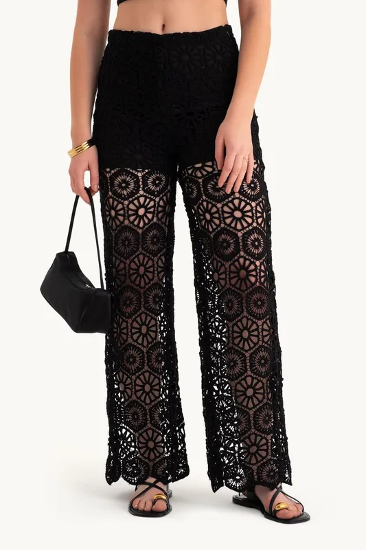 Lace Crochet High Waist Trousers - Hiccup