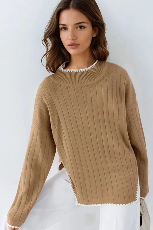 Oversized Sweater with Stitch Detail - MyFashion