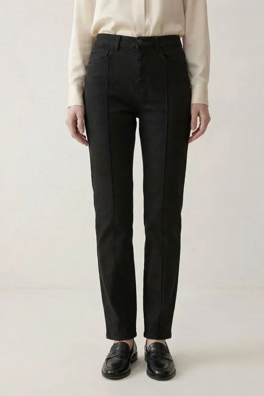 High Waist Straight Leg Denim Pants with Pockets - MyFashion