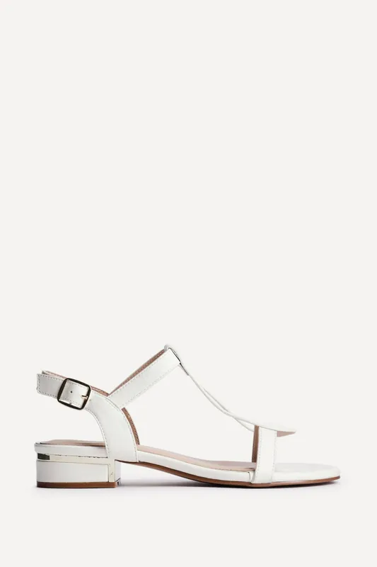 Deluxe Wide Fit White T-Bar Sandals