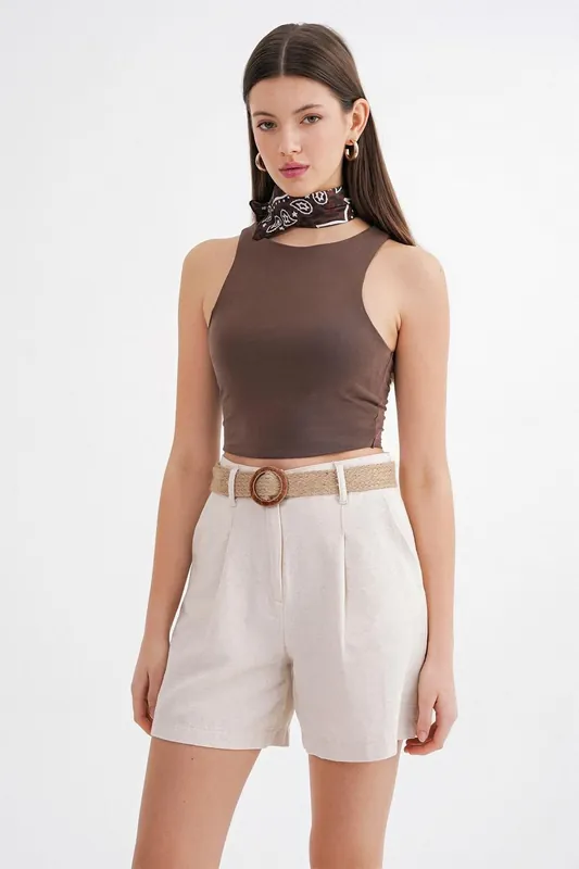 High-Waisted Shorts with Belt Detail