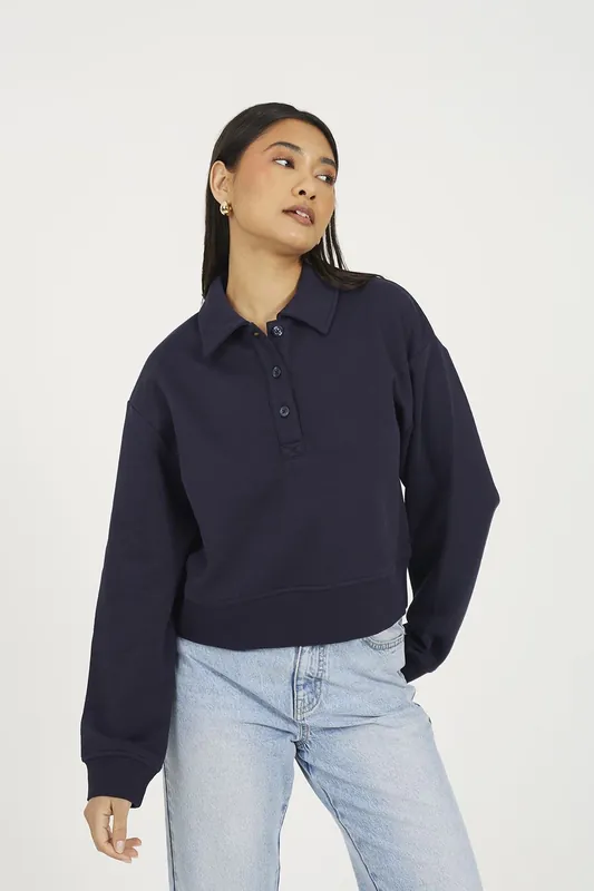 Collared Button Down Sweatshirt - Brave Soul