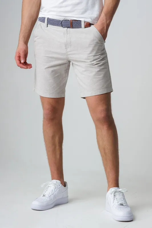 Cotton Oxford Shorts with Belt - Tokyo Laundry