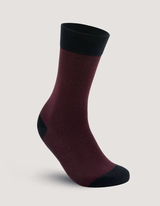 Maroon Birds Eye Cotton Socks - Brian Oak