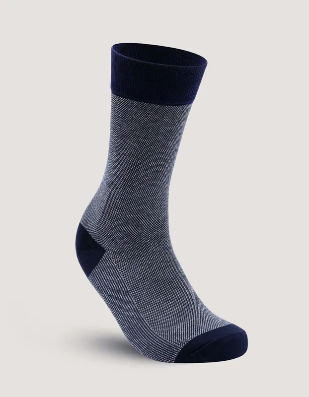 Navy Birds Eye Patterned Socks - Brian Oak