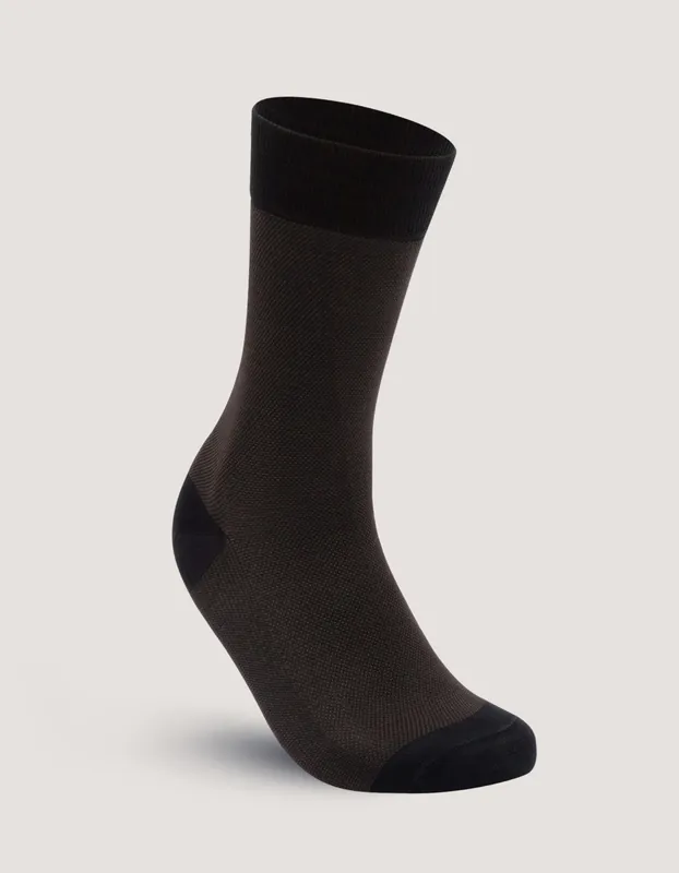Dark Brown Birds Eye Patterned Socks - Brian Oak