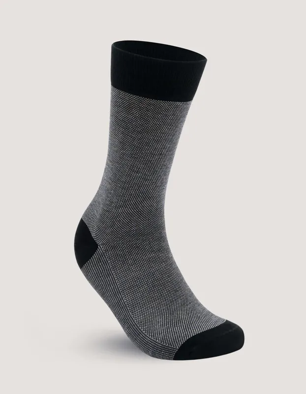 Grey Birds Eye Patterned Cotton Socks - Brian Oak