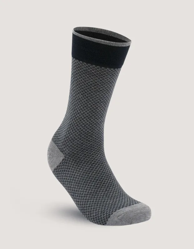 Steel Grey Geometric Pattern Socks - Brian Oak