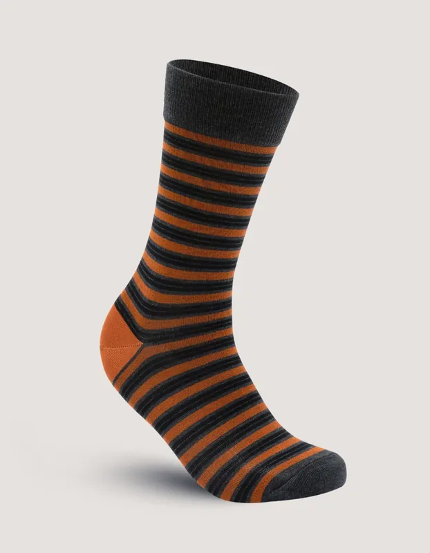 Rust Striped Cotton Socks - Brian Oak