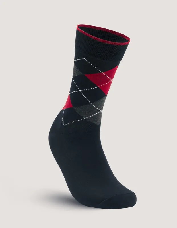 Premium Red and Black Argyle Socks - Brian Oak
